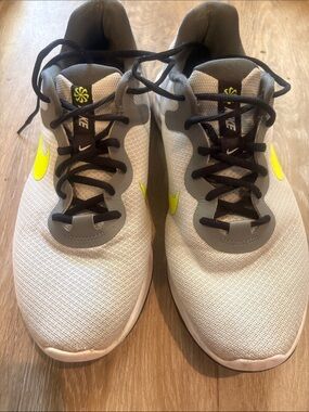 Nike Light Gray and Neon Yellow Mesh Trainers